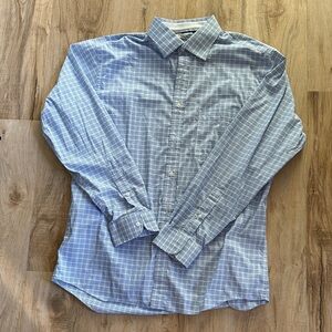 😀 Jos. A. Bank Light Blue Plaid Casual Shirt
